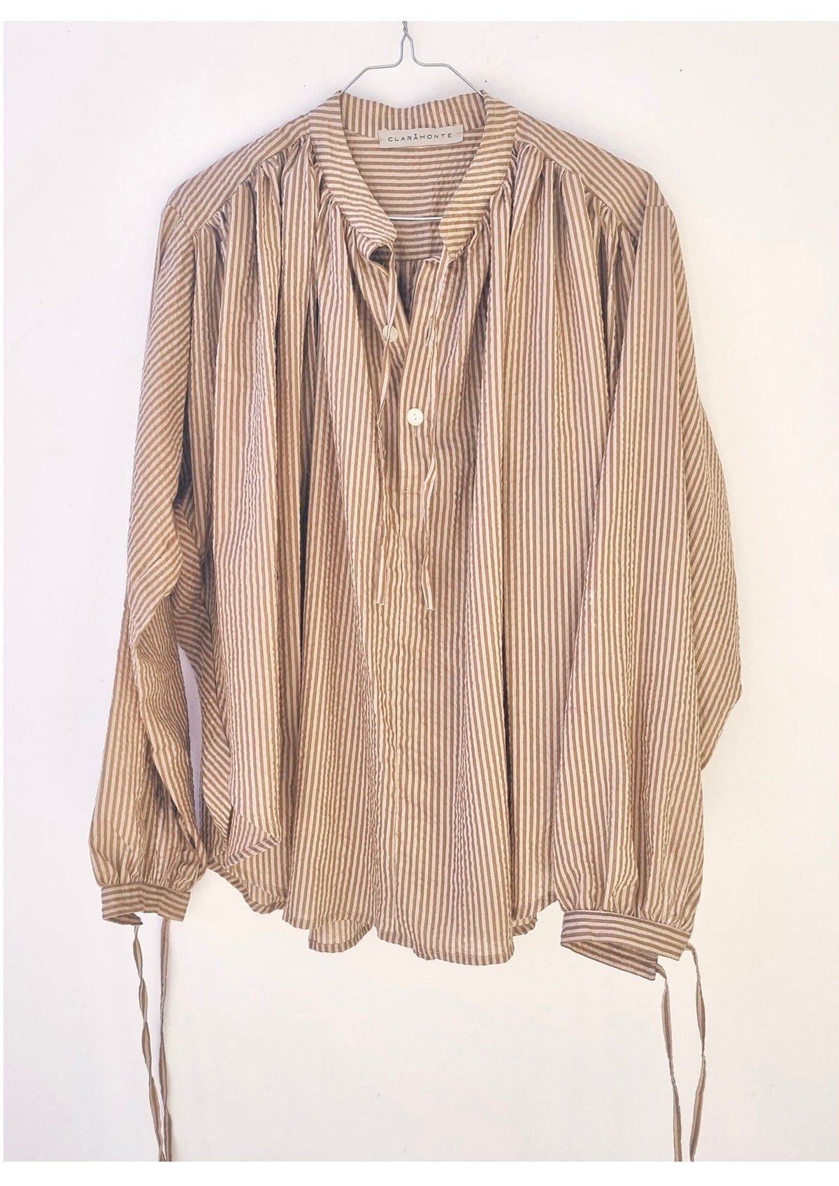 CLARAMONTE Baumwollbluse "NAILA" camel stripe