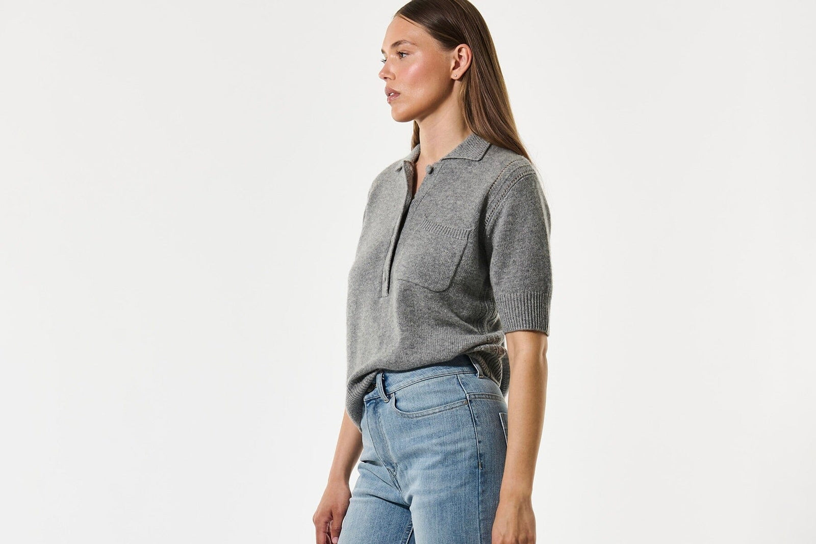 DEA KUDIBAL Polosweater "MONICADEA" grey méliert