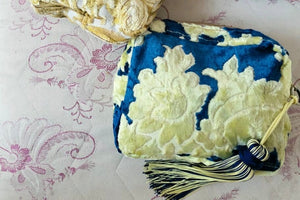 CLARAMONTE Velvet Necessaire "ZAVARA" blue/mustard