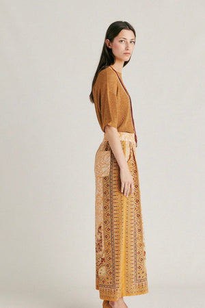MOMONI Seidenhose "BORACAY" zimt