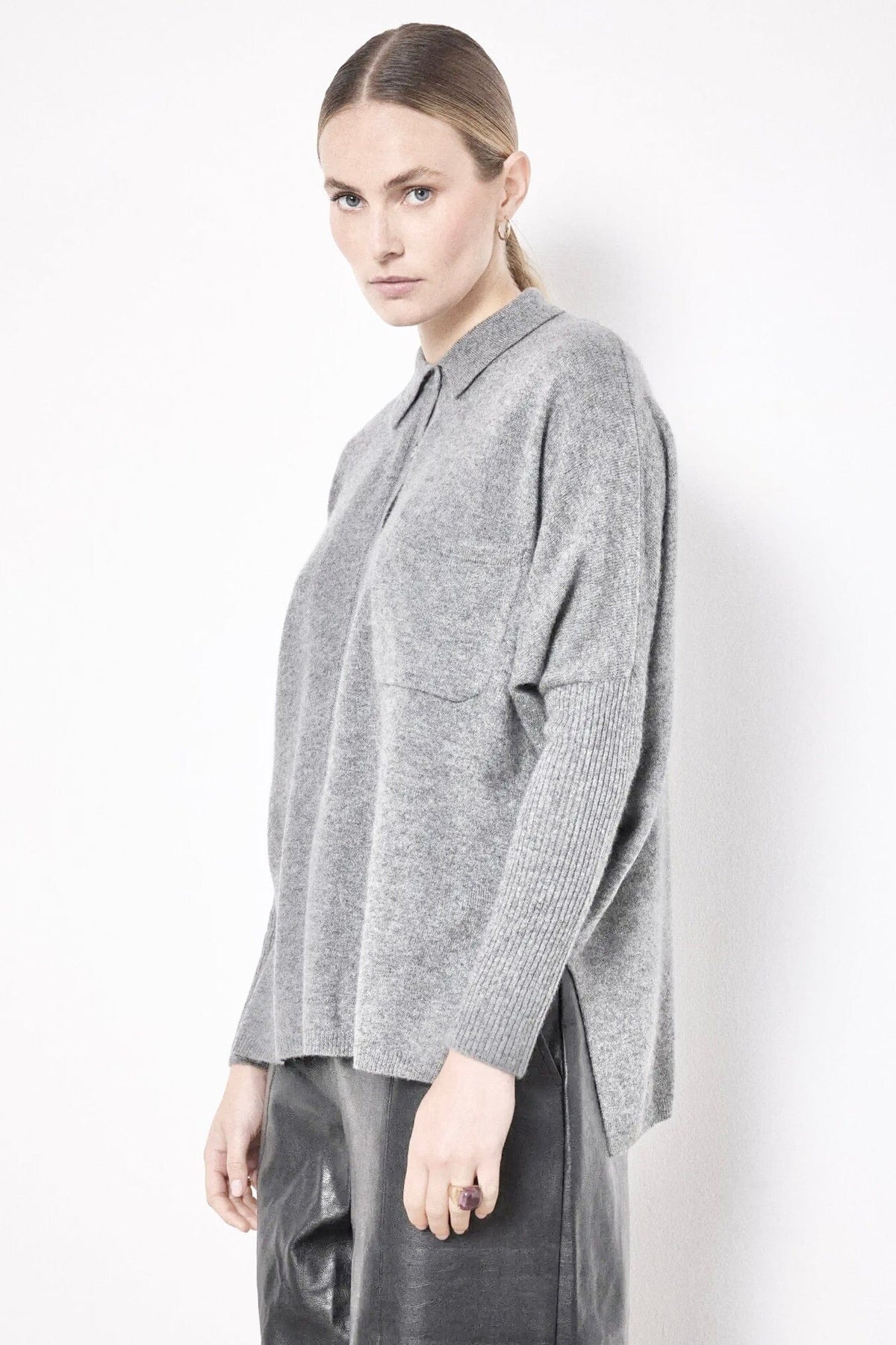 NOTSHY Cashmere Hemd "ANDREA" gris chiné claire
