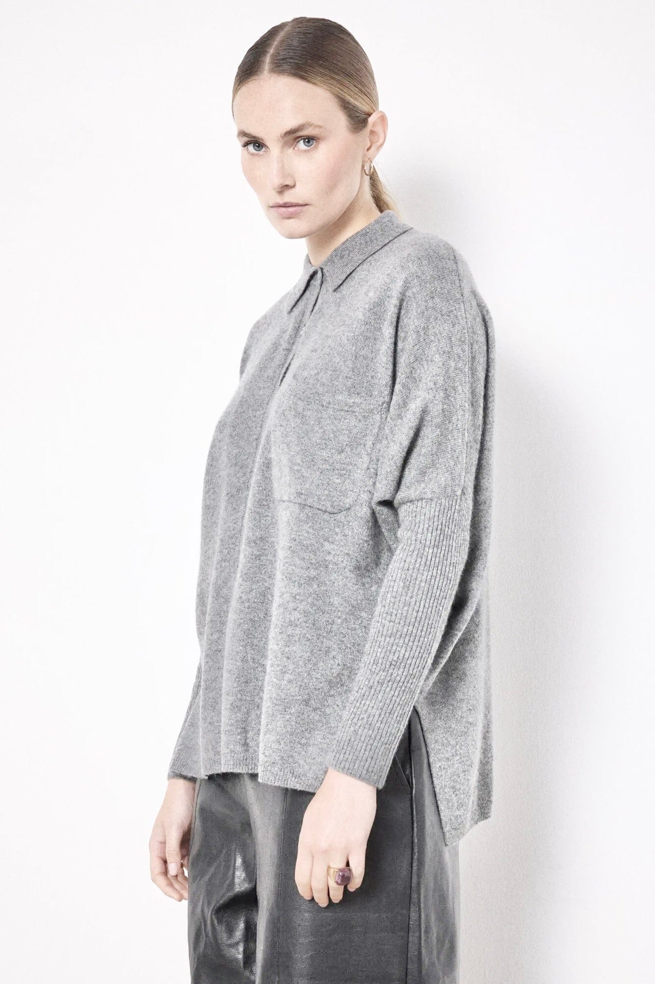 NOTSHY Cashmere Hemd "ANDREA" gris chiné claire