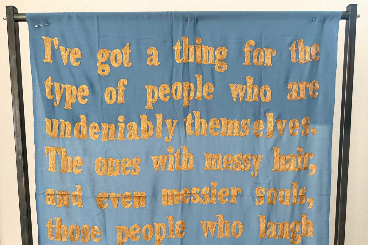 KARIEN BELLE Pashmina "POETRY"skyblue/gold