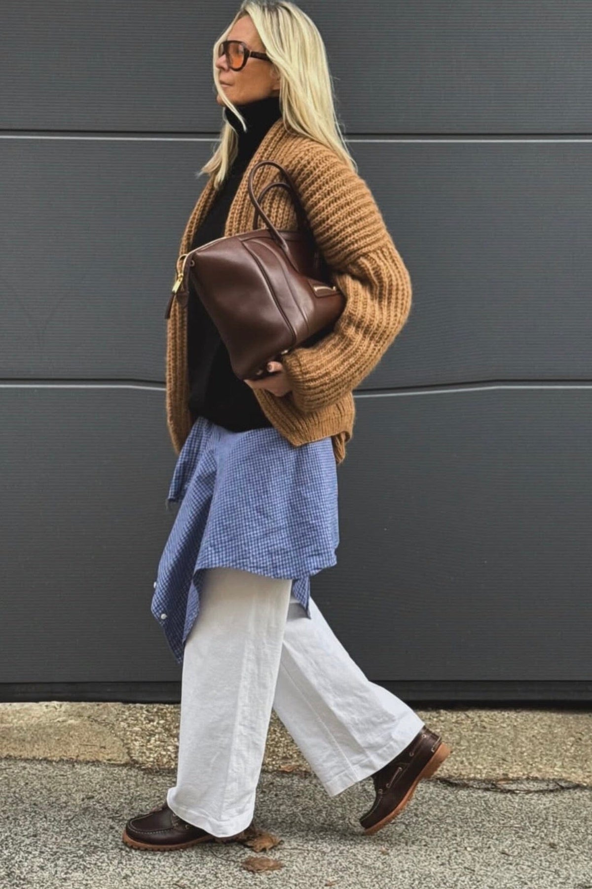 MAIAMI Shaggy Chunky Alpaca Shawl Cardigan fudge