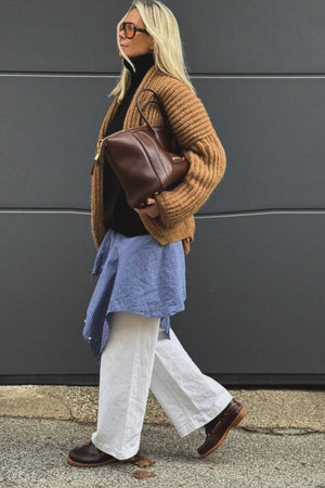 MAIAMI Shaggy Chunky Alpaca Shawl Cardigan fudge