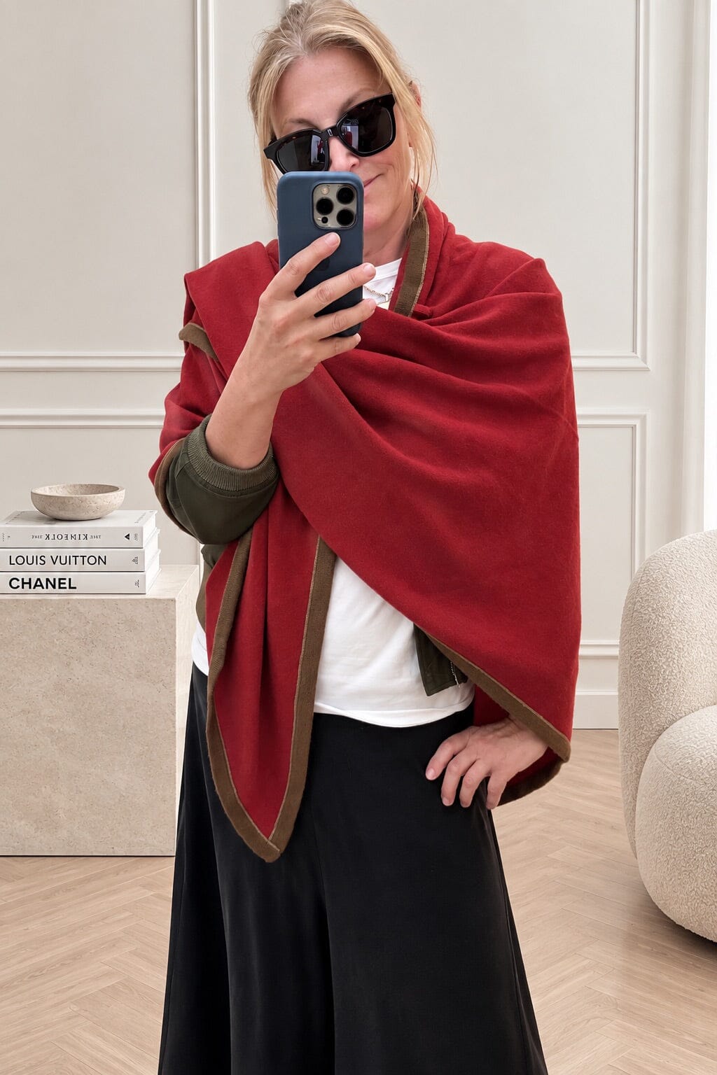 Choice by Réjane Rosenberger Cashmere Poncho ohne Fransen tomato