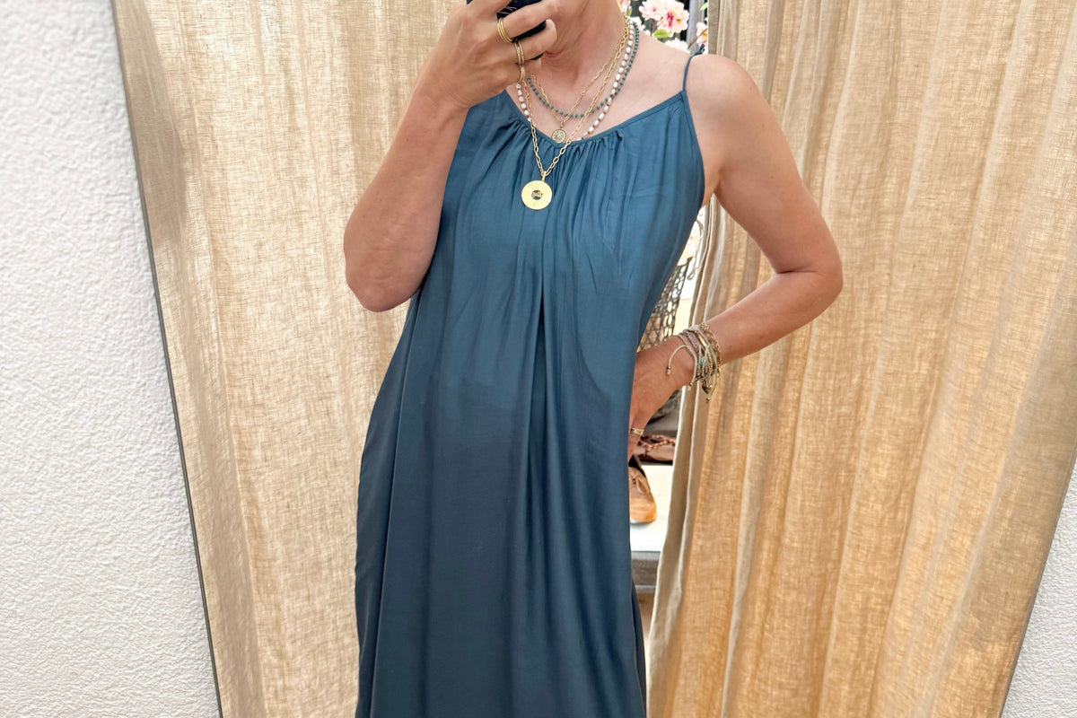 AYRE Trägerviscosekleid "LEXANE" denim