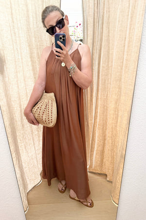 AYRE Trägerviscosekleid "LEXANE" mocca