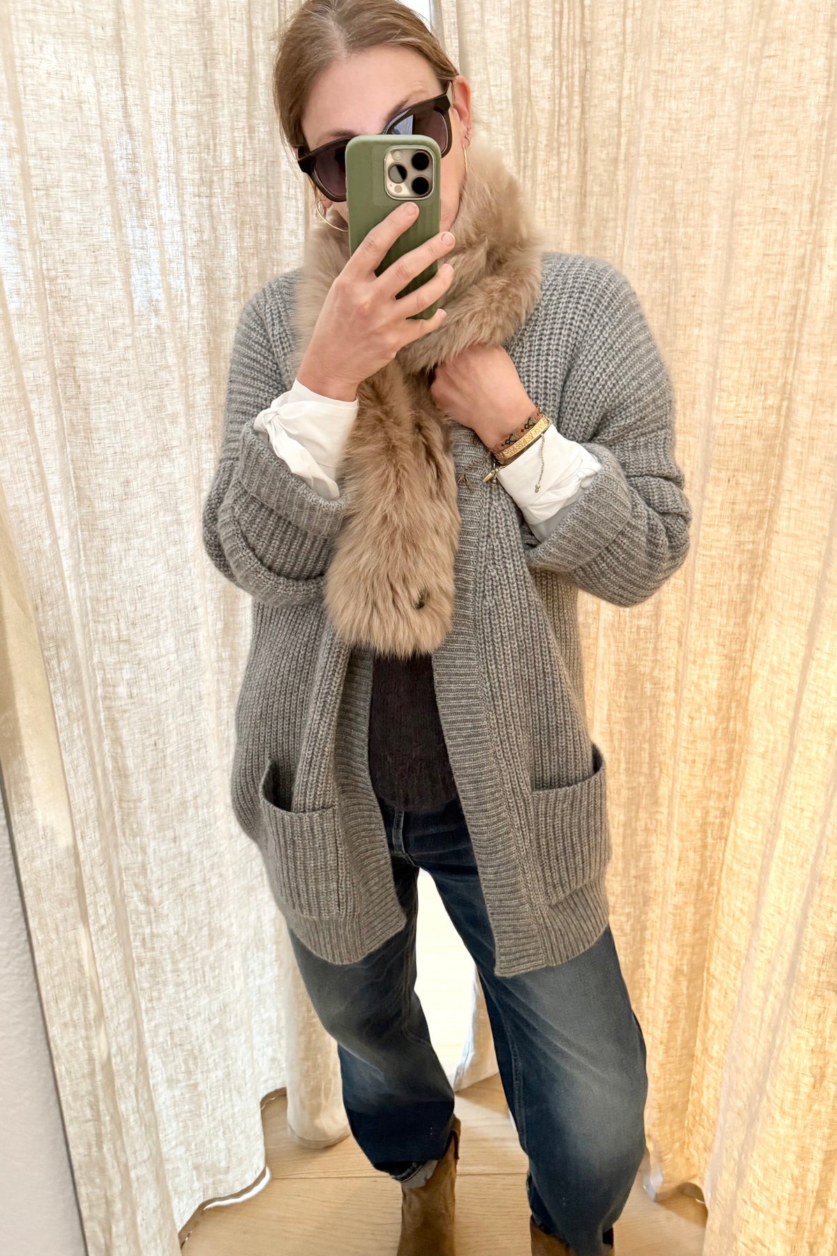 Choice by Réjane Rosenberger Wool/Cashmere Cardigan "GLORIA" grau méliert