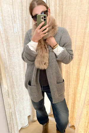 Choice by Réjane Rosenberger Wool/Cashmere Cardigan "GLORIA" grau méliert