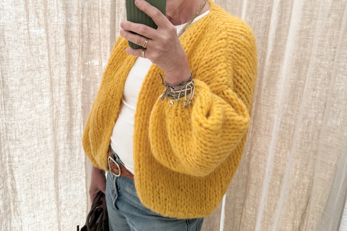 MAIAMI Langarm Cardigan "ALPACA" sun yellow