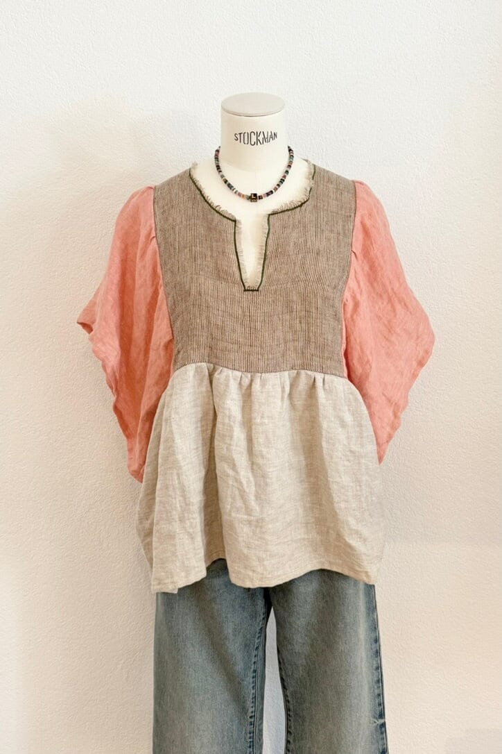 NINA LEUCA Baumwoll/Leinenbluse "ESTELLE" sand