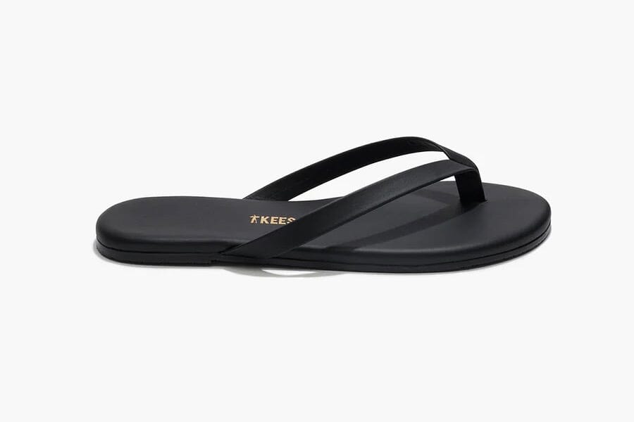 TKEES Leder Flip Flop "BOYFRIEND" schwarz