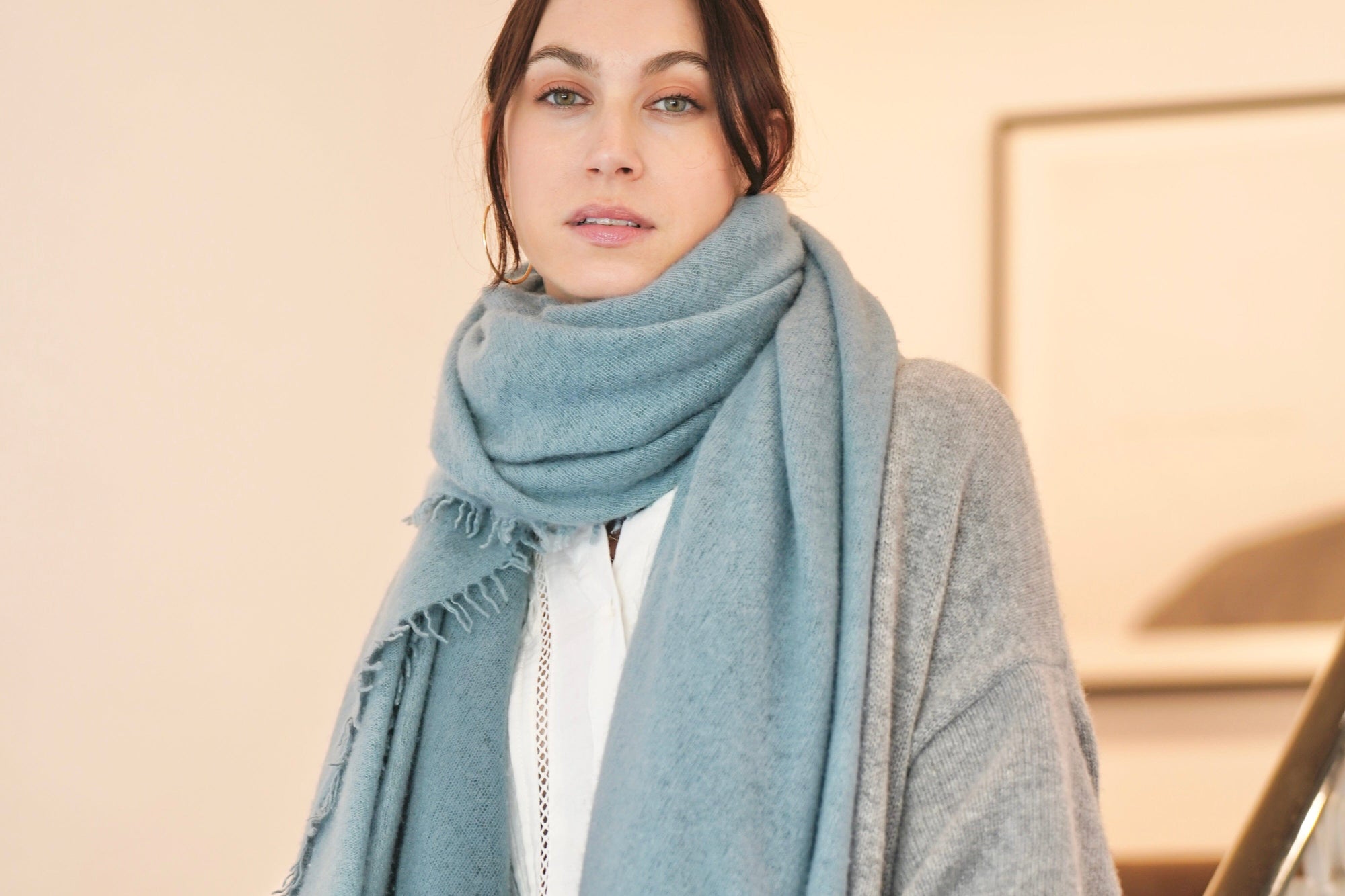 Choice by Réjane Rosenberger cashmere scarf gray méliert (MS-70027)