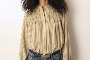 LAURENCE BRAS Baumwollbluse "POPPY" beige stripe