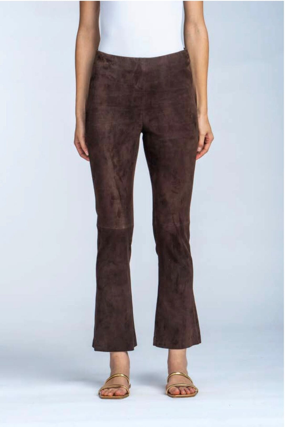 VIA MASINI Stretch - Leather leggings cropped chocolat
