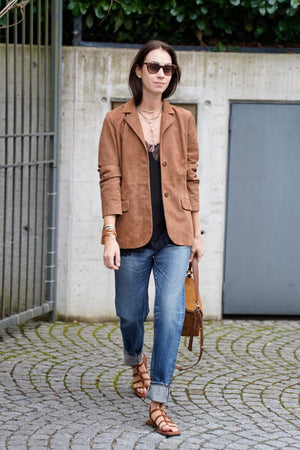 VIA MASINI velour corduroy jacket "MESA" chocolat