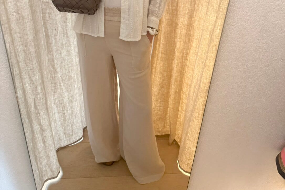 VIA MASINI  Lyocell/Leinenhose "Samira" sand