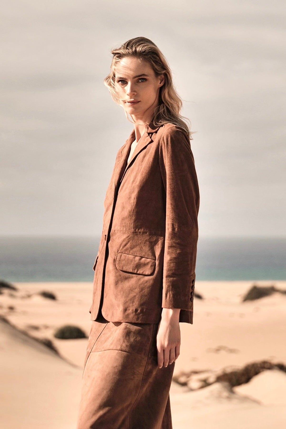 VIA MASINI Wildleder Blazer "TORINO" cuoio