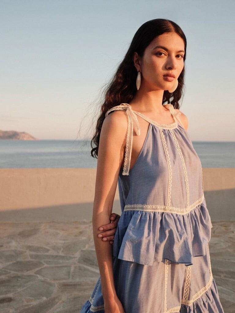 DEVOTION Baumwollkleid "MIRAGE" chamgray blau