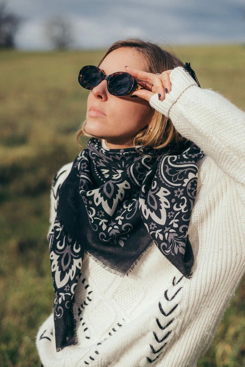 MAISON LECOMTE FLAMANT Wool/Cashmere "Scarf" black
