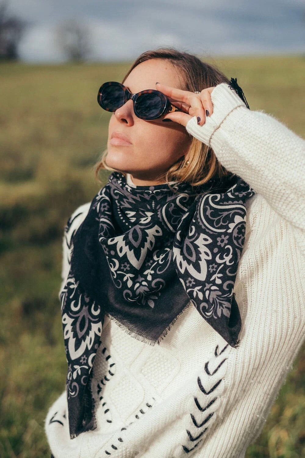 MAISON LECOMTE FLAMANT Wool/Cashmere "Scarf" black