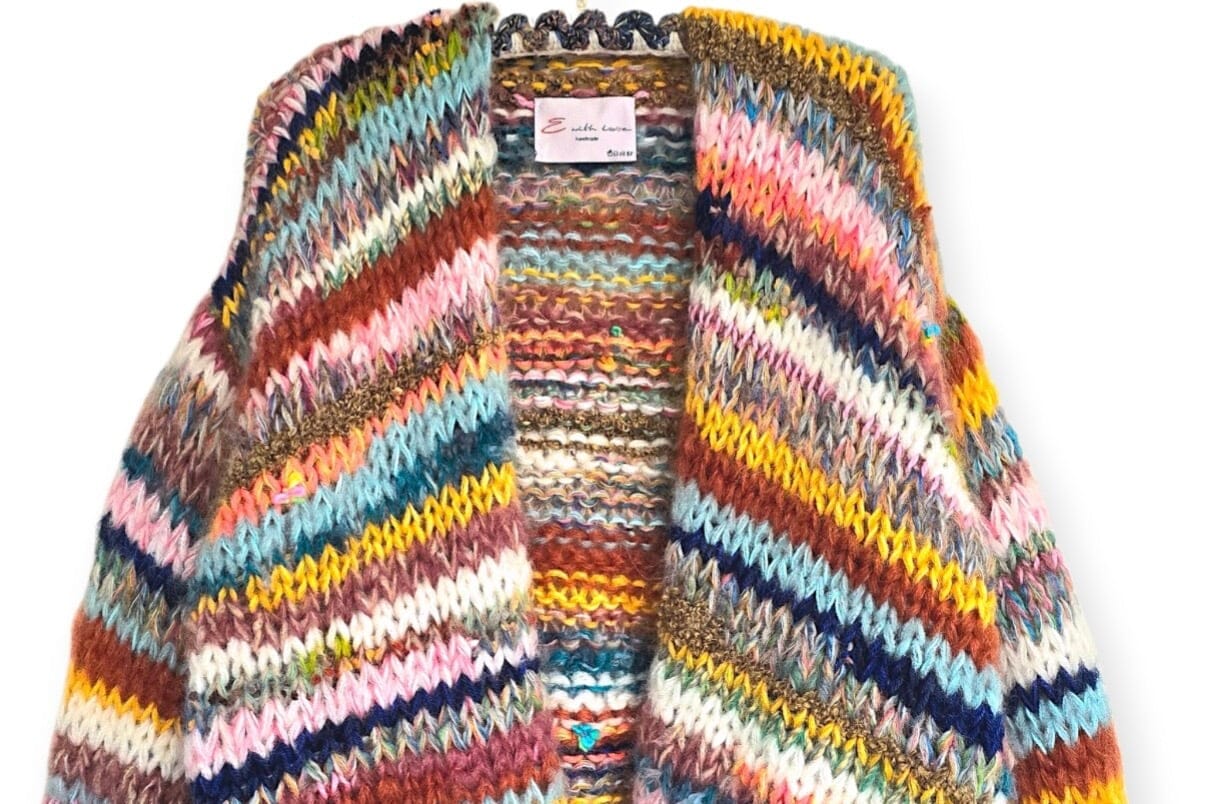 E WITH LOVE Handknit Jacke "MIX" strripe natural