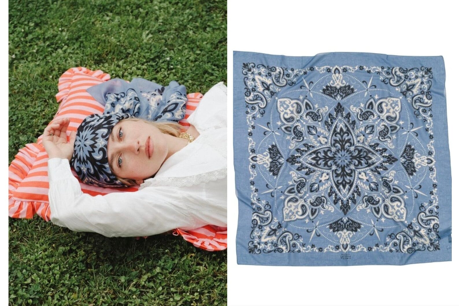 MAISON LECOMTE FLAMANT Baumwollschal "Bandana" riviera