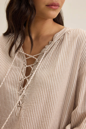 VELVET BY CLEO WADE "DEARA07" oatmeal stripe
