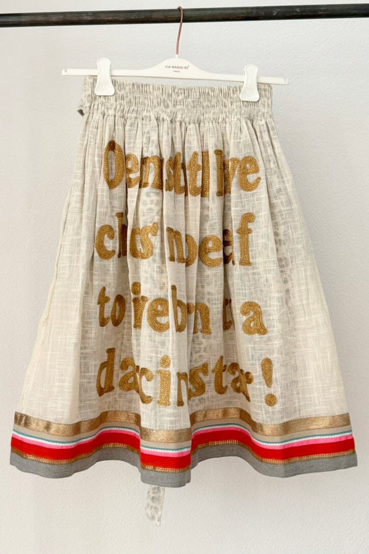 KARIEN BELLE Midi Skirt "POETRY" creme/rot