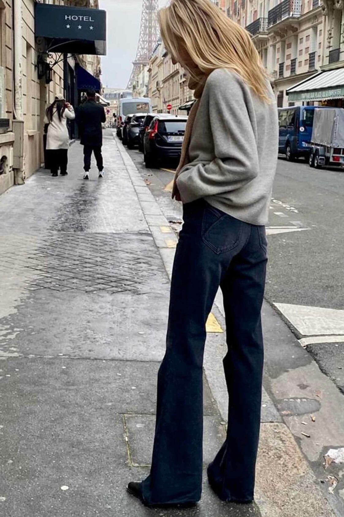 HAPPY HOUSE Le Pantalon - Jeans  "TULIPE"  noir délavé