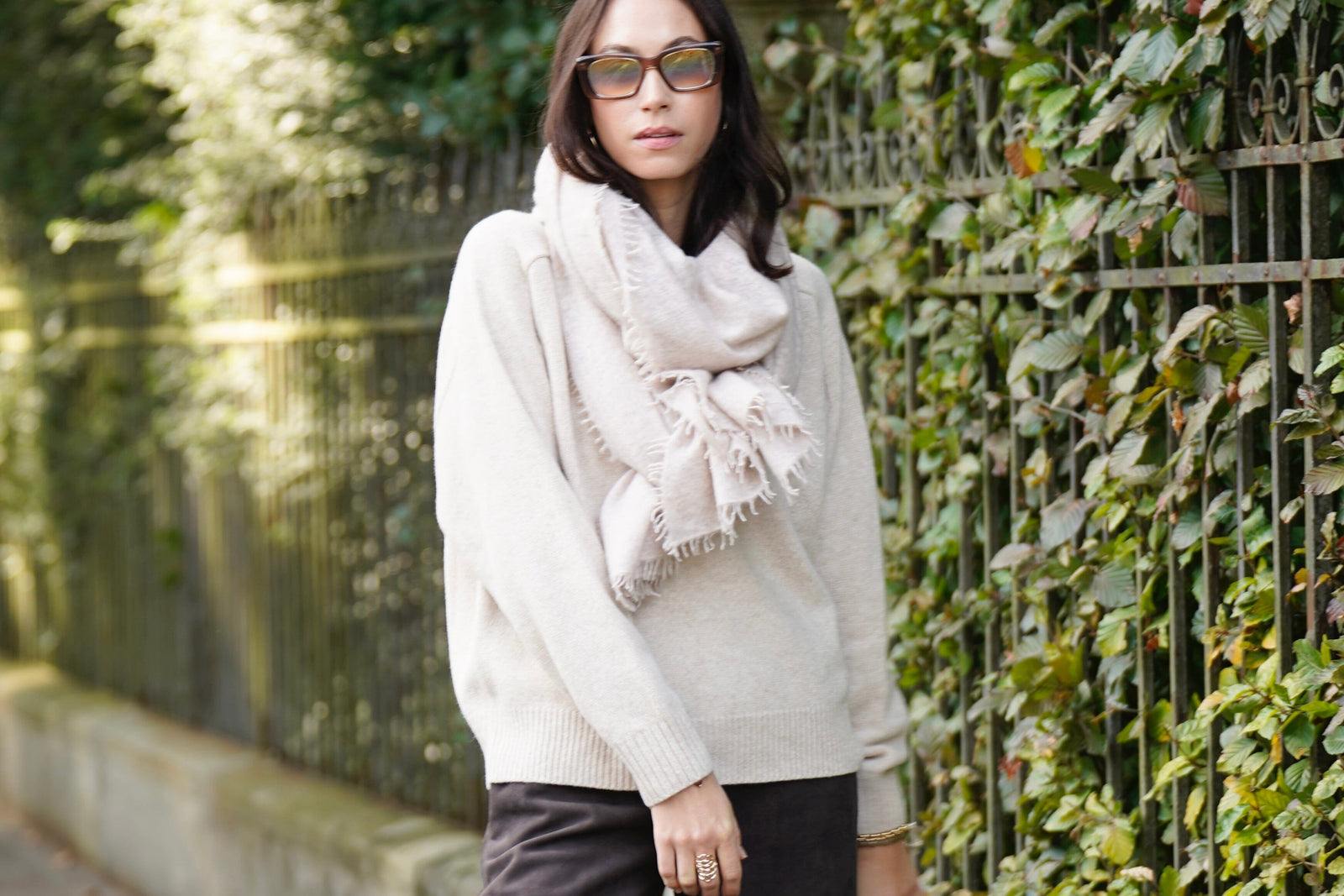 GREYMARL Rundhalspullover "BOYFRIEND" sand