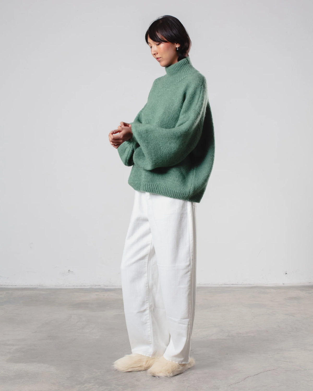 I LOVE MR MITTENS Chunky Wool "NAOMI" Sweater light blue