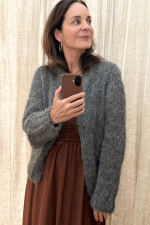 MAIAMI Shaggy Alpaca Fine Cardigan antra