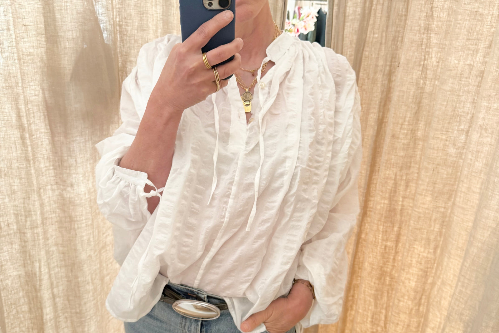 CLARAMONTE Baumwollbluse "NAILA" white