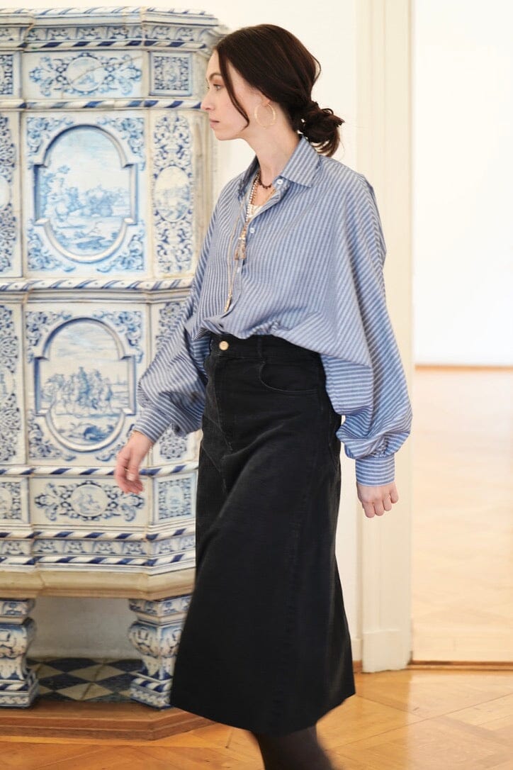 HAPPY HOUSE Midi - Jupe "CECILE" noir délavé mit Elastan