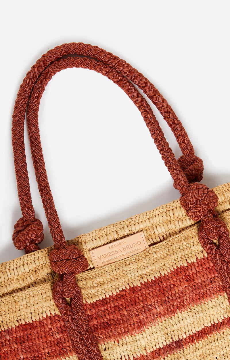 VANESSA BRUNO Raffia Basic Tote Size L brown/sand