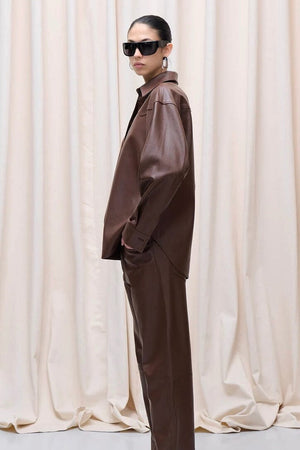 HAIKURE Leder Hemd "BELTY" choco