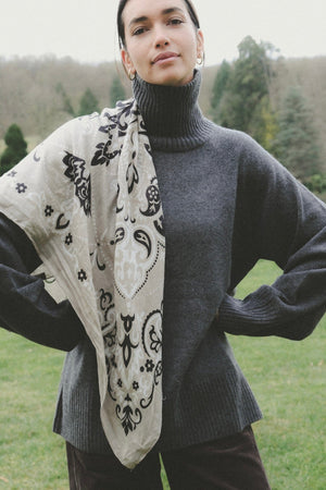 MAISON LECOMTE FLAMANT Baumwollschal "Bandana" taupe