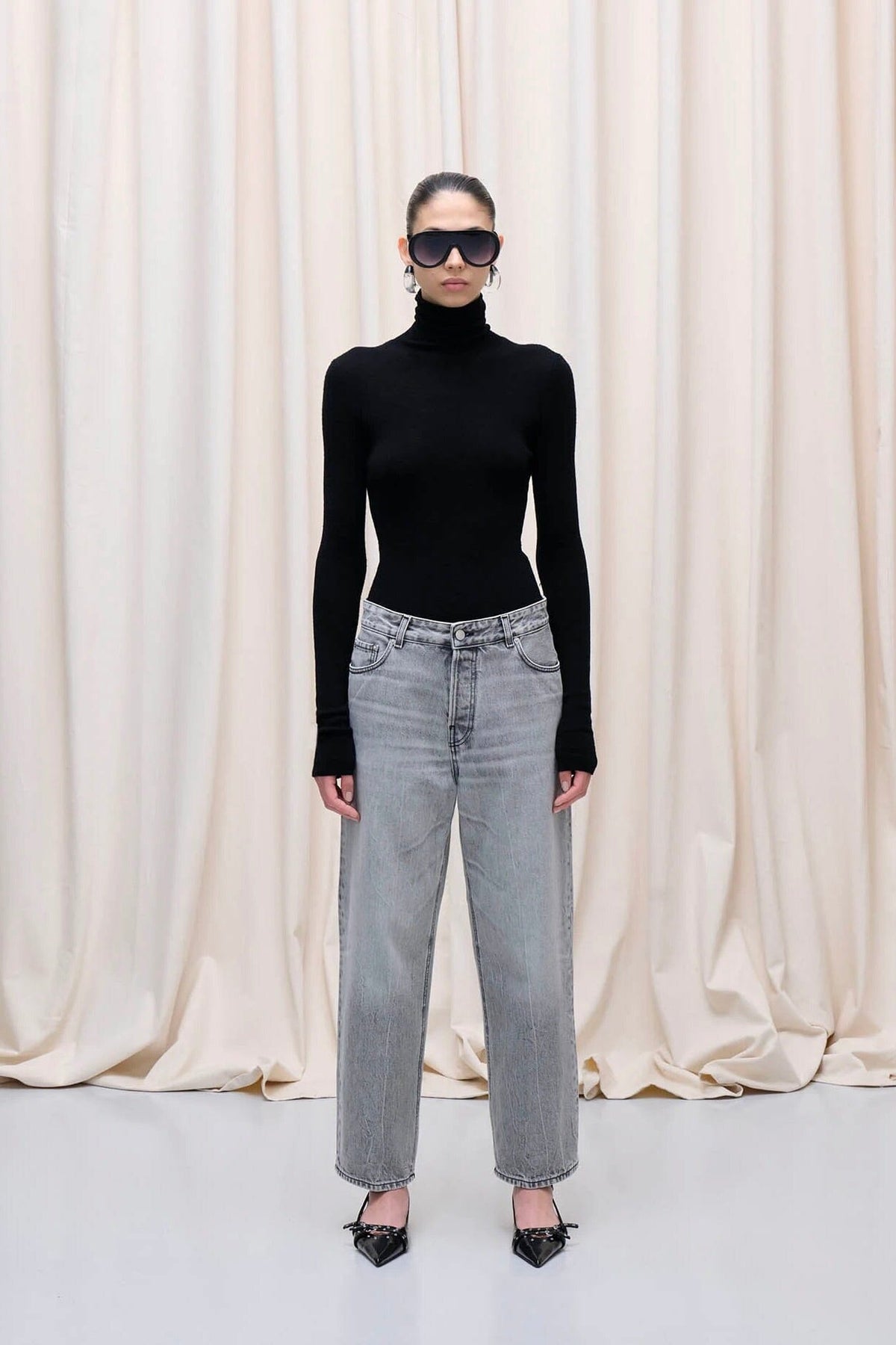 HAIKURE Wide Jeans "BETTY" fog grey