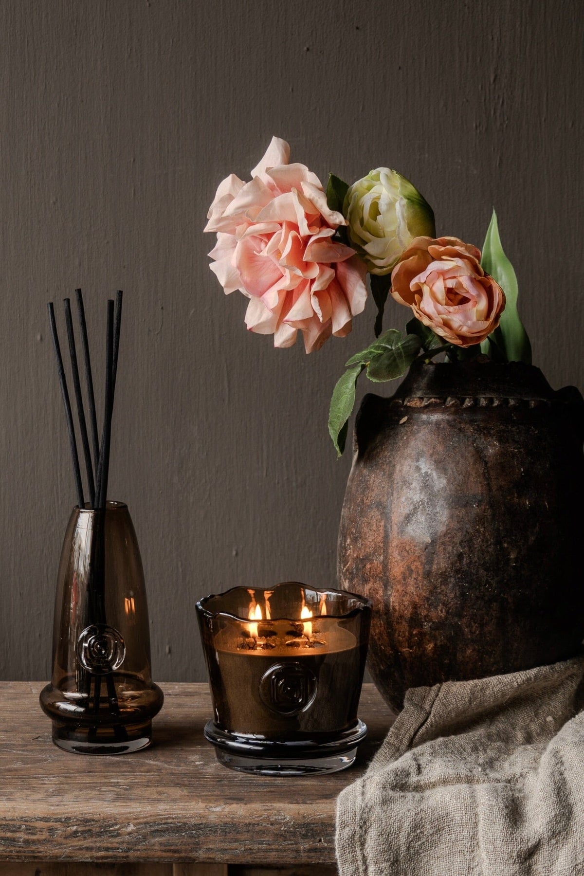 Gommaire SMALL Hurricane glass "Daniel" smoky brown