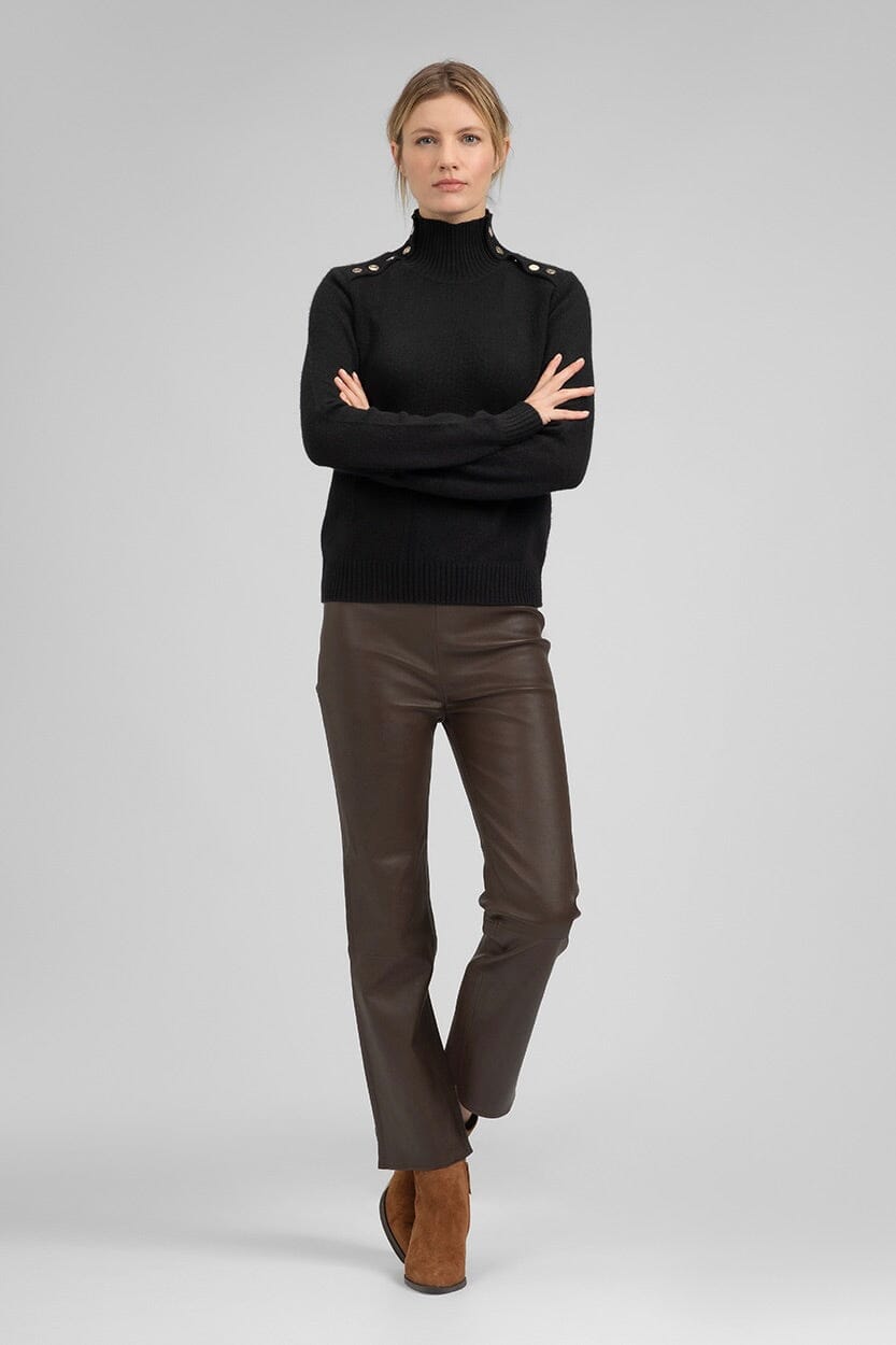 VIA MASINI Stretch - Lederleggings cropped chocolat