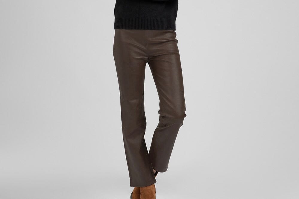 VIA MASINI Stretch - Lederleggings cropped chocolat