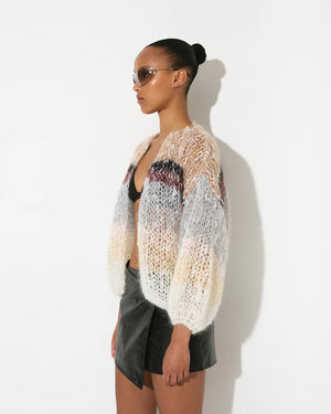 MAIAMI Cardigan "OMBRE" creme/mint