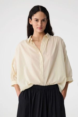 KNIT TED poplin shirt "LIES" light blue