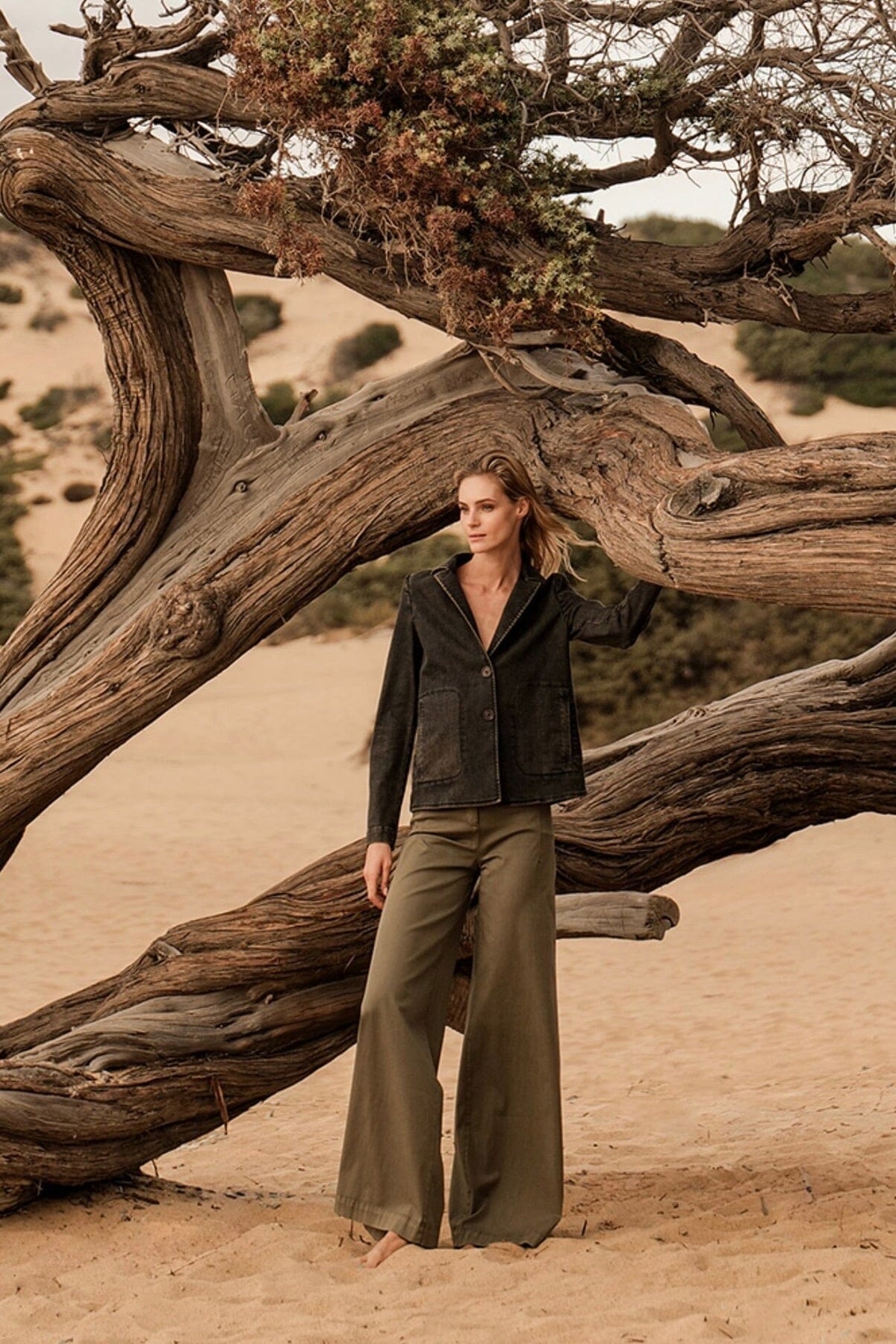 VIA MASINI  Baumwollhose "PANTEI" kaki