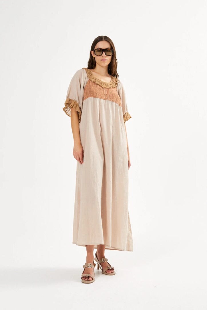RABENS SALONER  Baumwollkleid "DOROTHEA" caramel