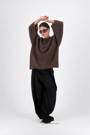 I LOVE MR MITTENS Chunky Wool "NAOMI" Sweater braun méliert