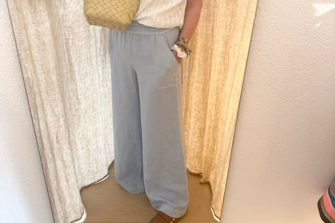 VIA MASINI  Lyocell/Leinenhose "Samira" cielo