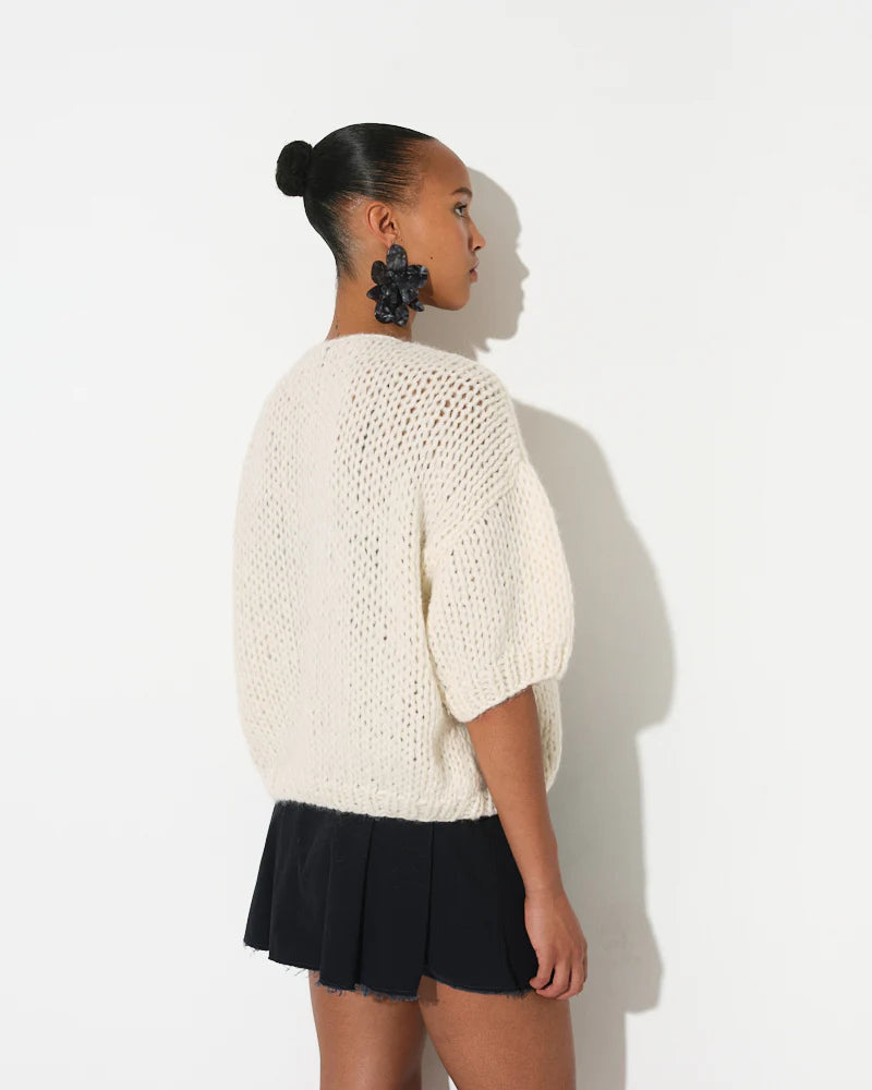 MAIAMI short sleeve cardigan "ALPACA" cinnamon